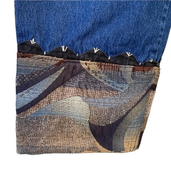 Blair Tapestry Hem Pull On High Waist Crop Jean Relaxed Fit Straight Tapered Leg - Picture 4 of 16